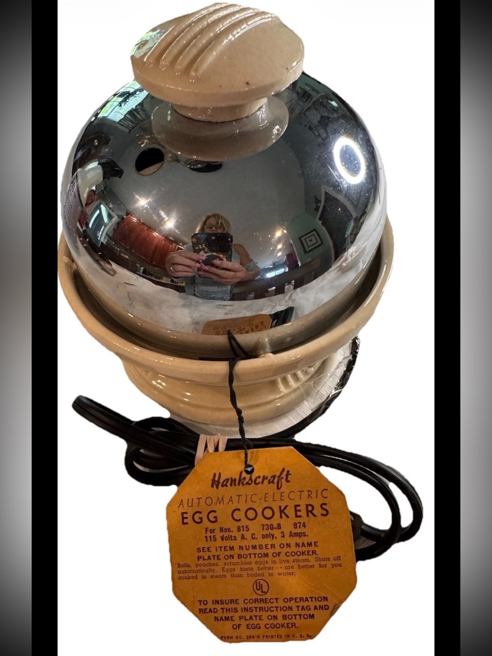 VINTAGE POTTERY FIESTA GO A LONG HANKSCRAFT EGG COOKER IN ORANGE - Tested & WORK